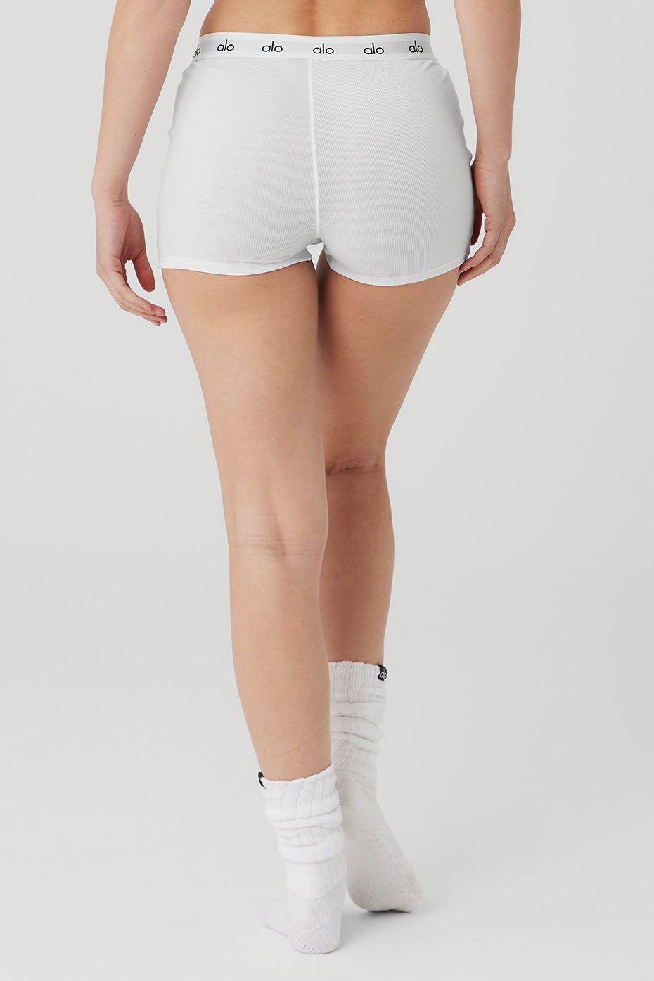 Icon Ribbed Boyshort - White