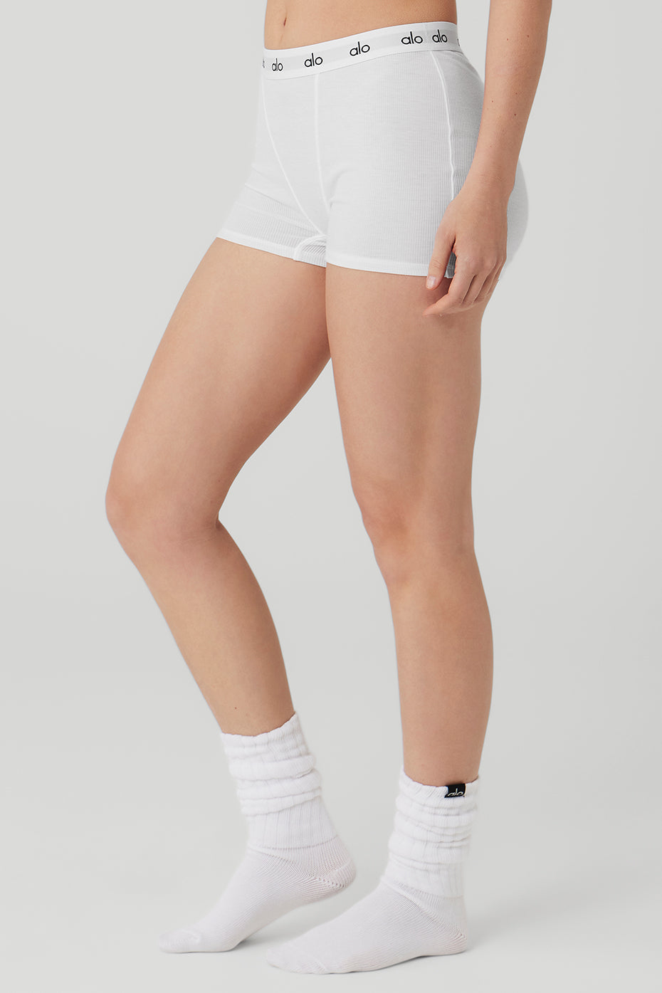 Icon Ribbed Boyshort - White