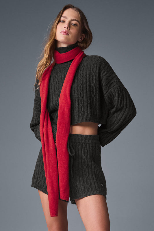 Cashmere Light Frosted Scarf - Red Ribbon