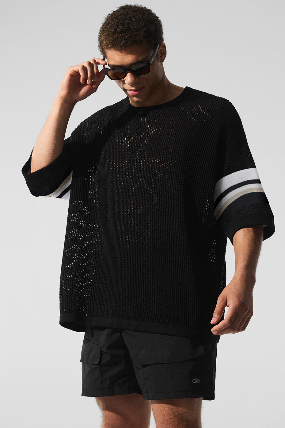 Open Knit Playoff Jersey - Black/Bone