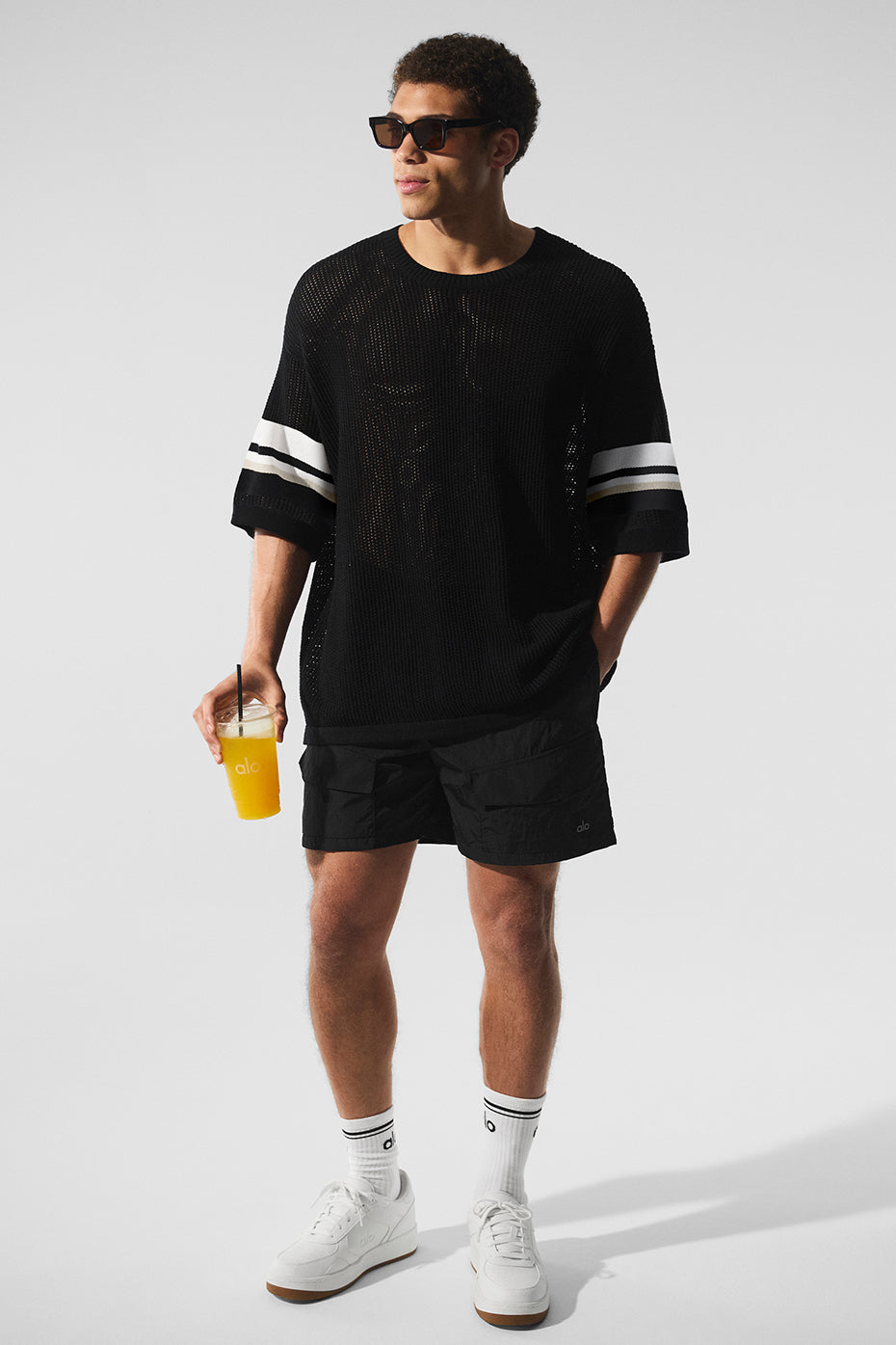 Open Knit Playoff Jersey - Black/Bone