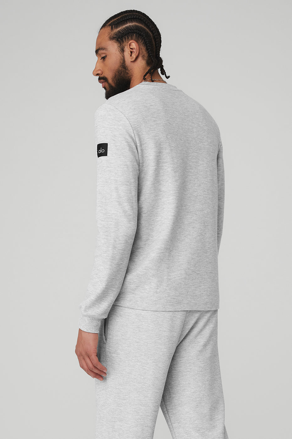 Micro Waffle Fast Break Henley - Athletic Heather Grey