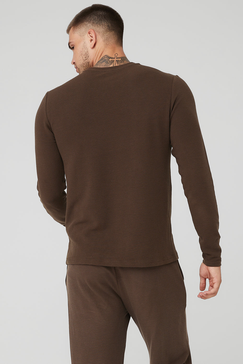 Micro Waffle Fast Break Long Sleeve Tee - Espresso