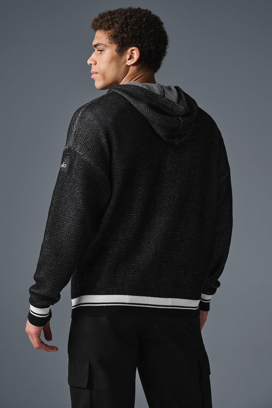 Sports Club Sweater Knit Hoodie - Black