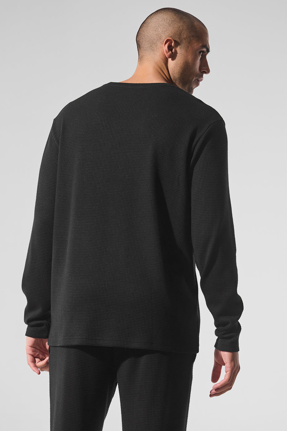 Elevate Waffle Long Sleeve Crew - Black