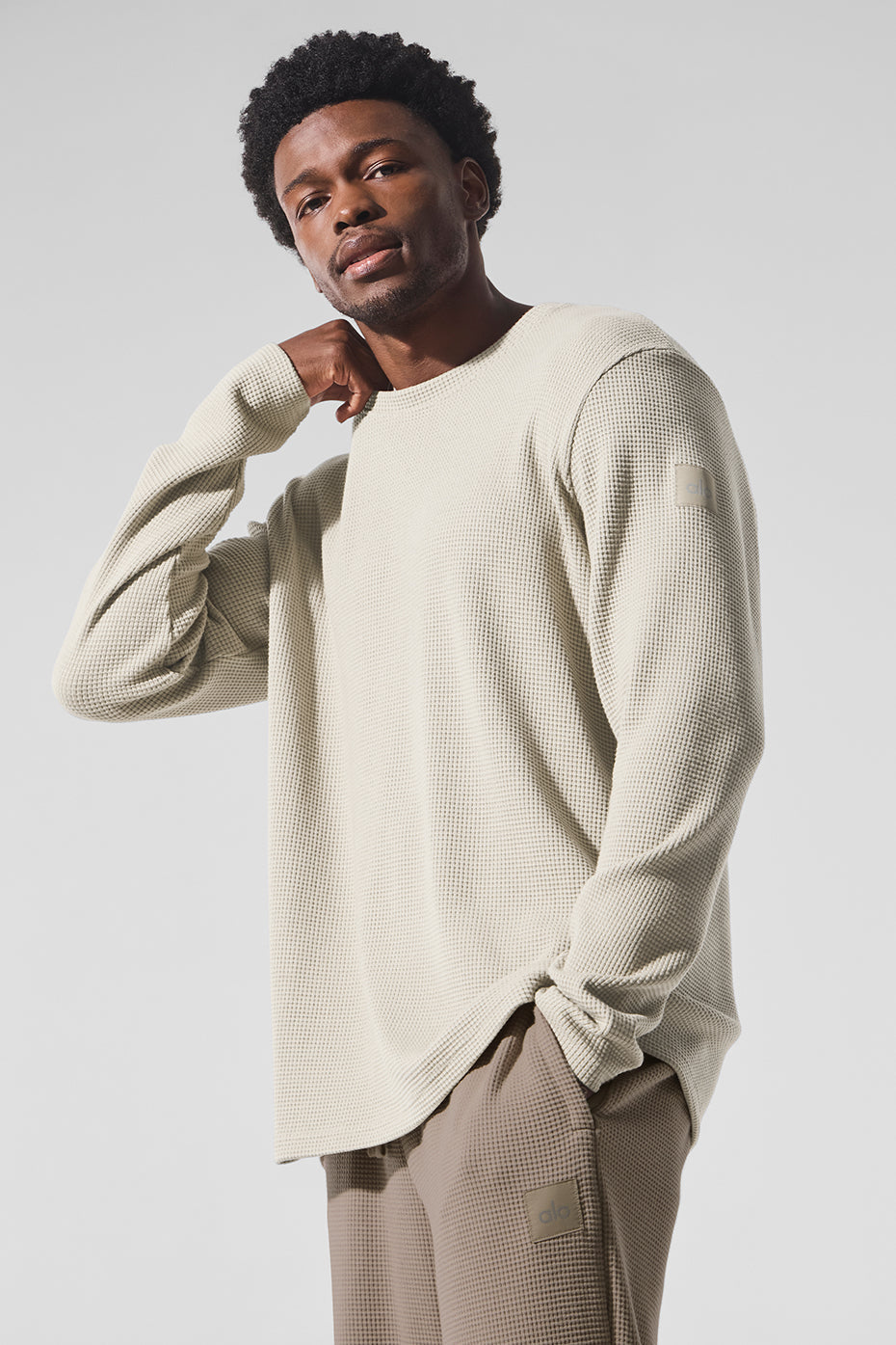 Elevate Waffle Long Sleeve Crew - Bone