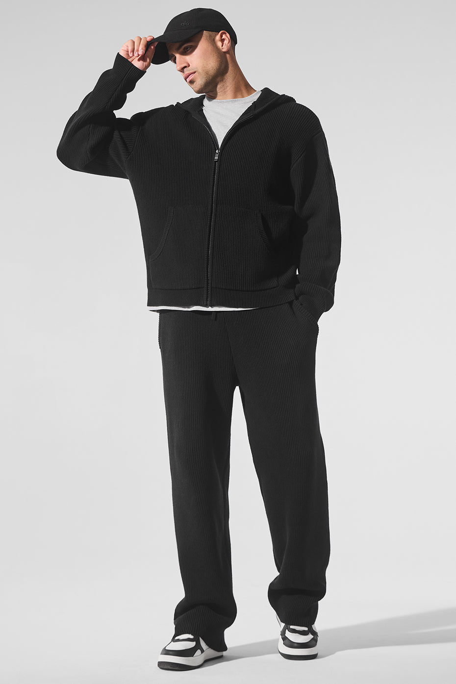 Domain Rib Knit Sweatpant - Black