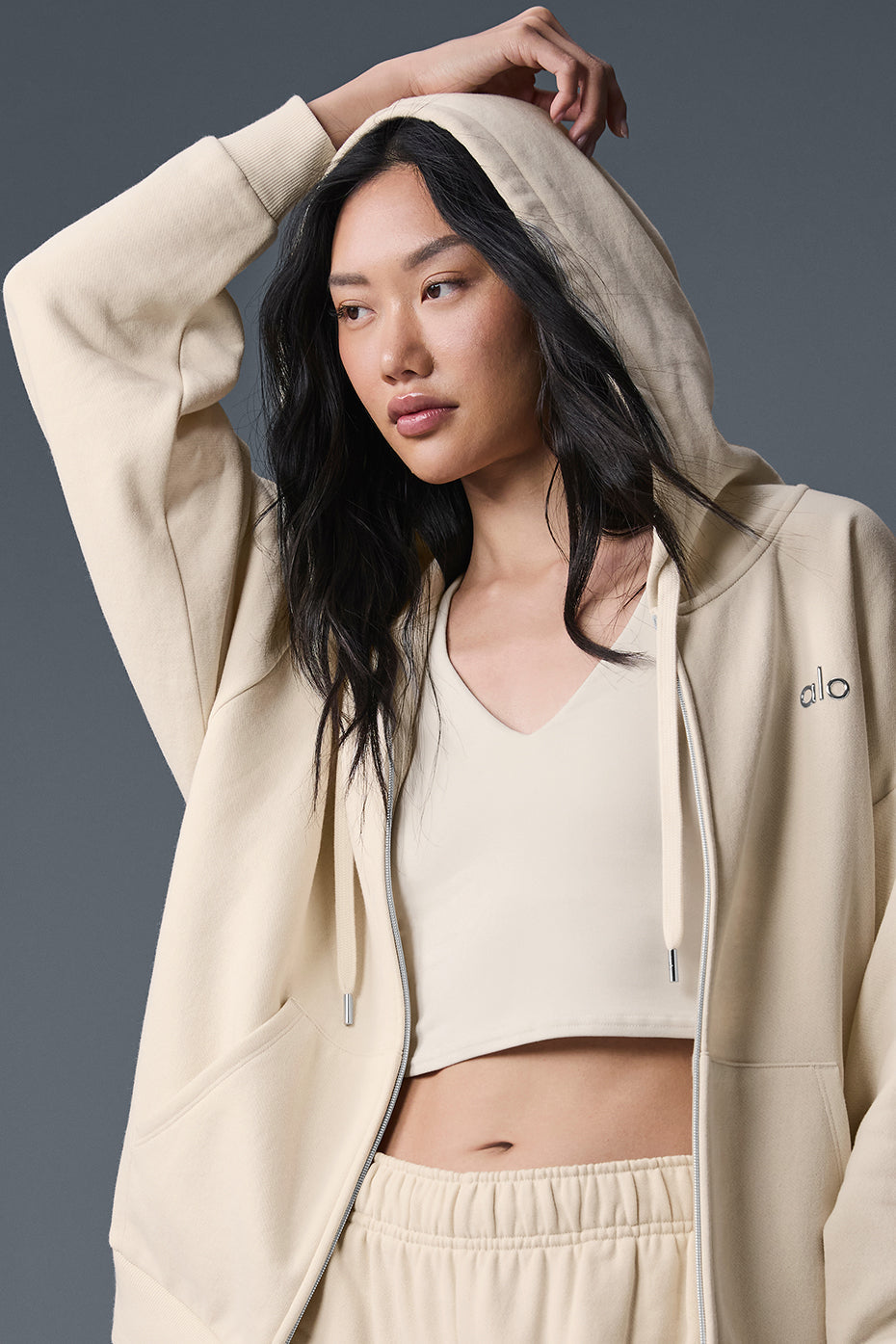 Accolade Full Zip Hoodie - Oat Milk