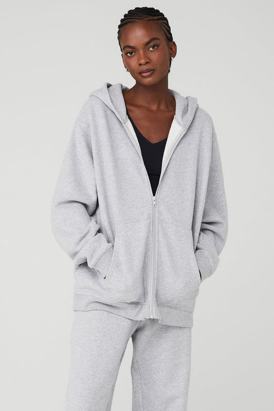 Renown Heavy Weight Full Zip Hoodie - Athletic Heather Grey