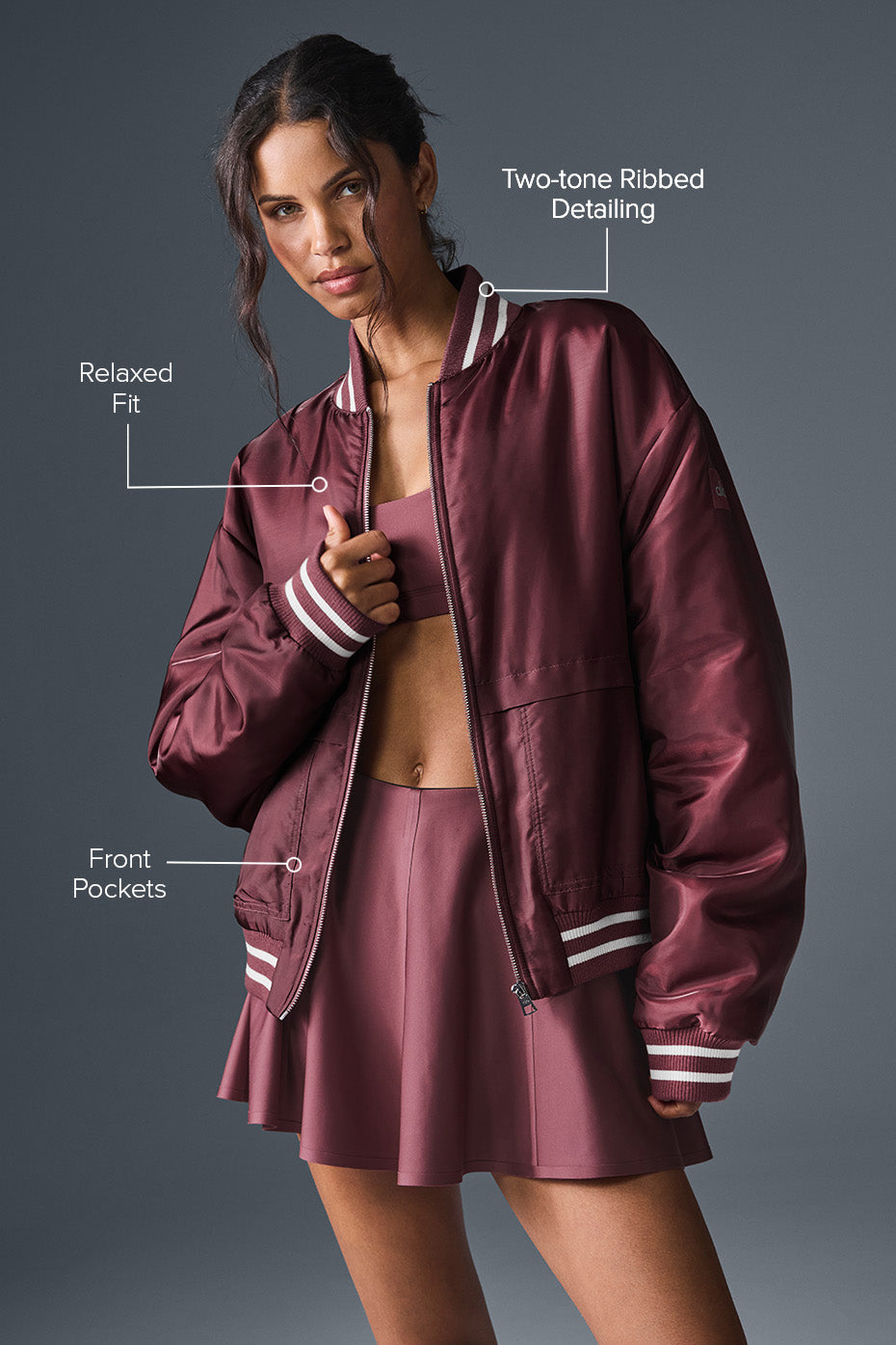 Afterglow Varsity Jacket - Burgundy Truffle