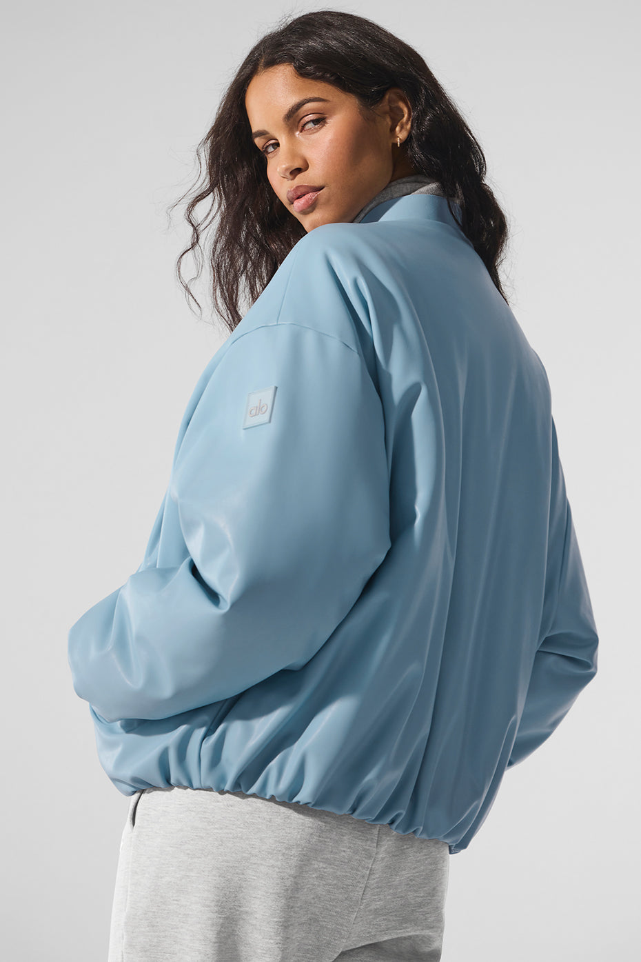 Faux Leather Premier Bomber - Celestial Blue