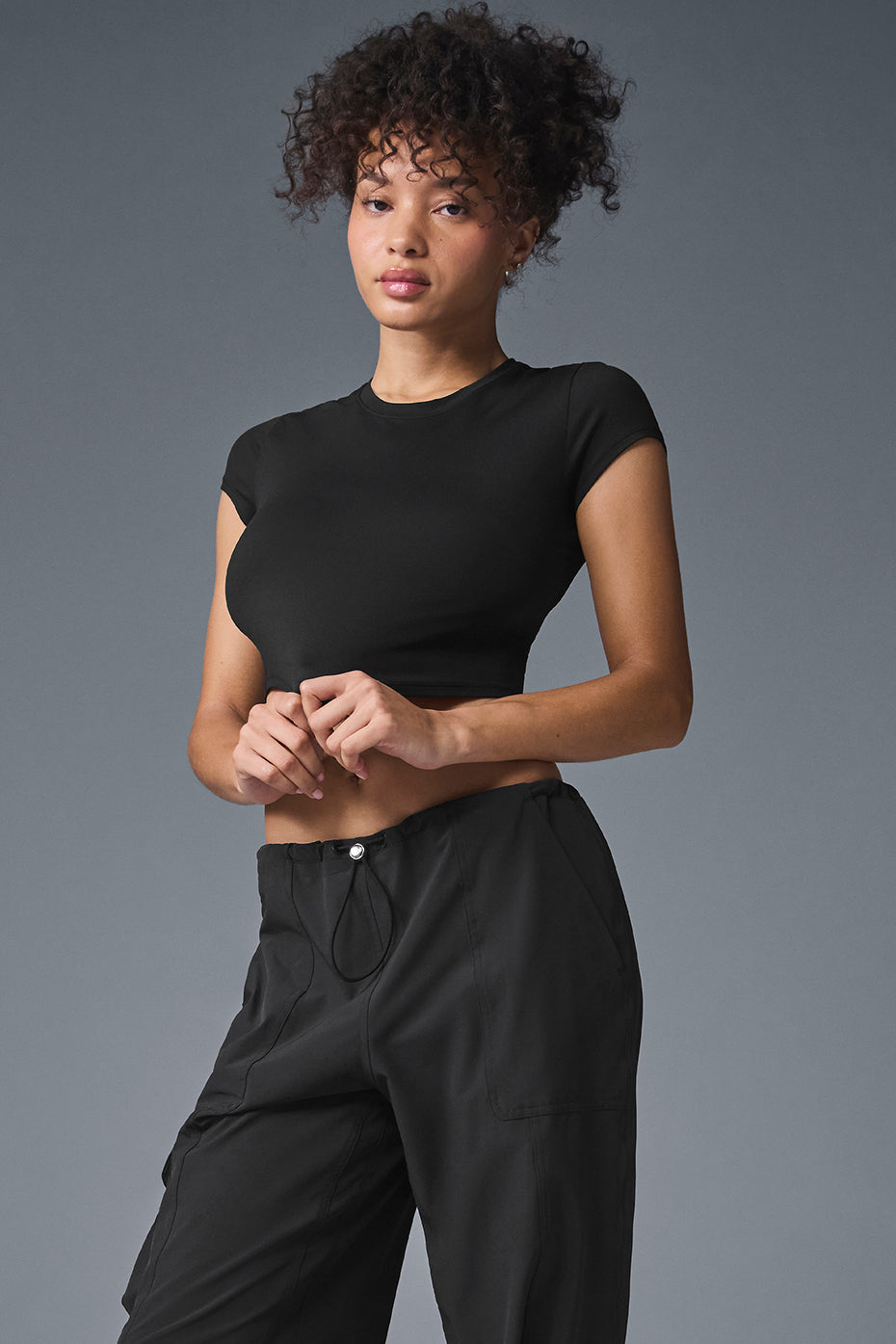 Alosoft Crop Finesse Short Sleeve - Black