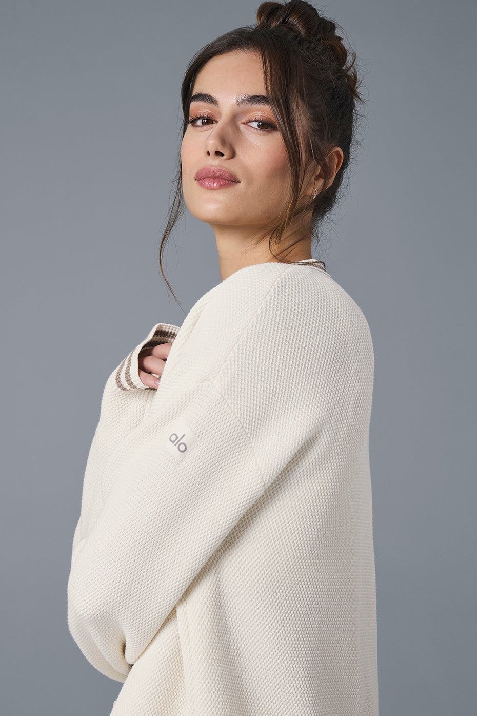 Tennis Club Sweater Knit Cardigan - Ivory/Gravel