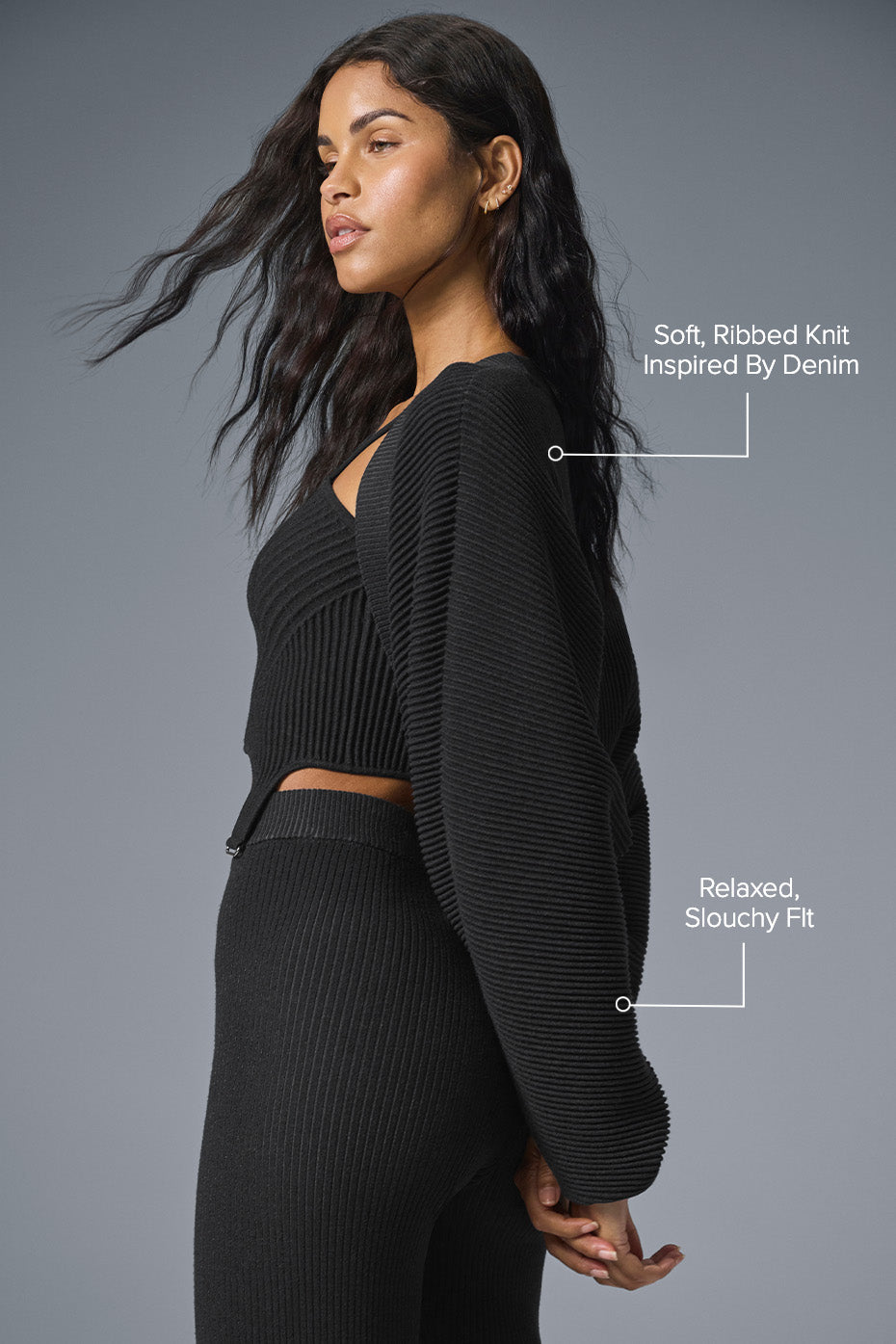 Denim Knit Shawl - Black/Anthracite