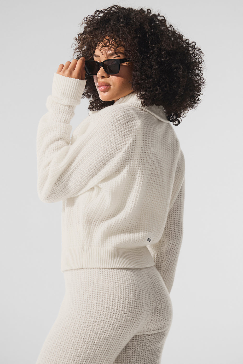 Cashmere Plush Waffle 1/4 Zip Pullover - Ivory