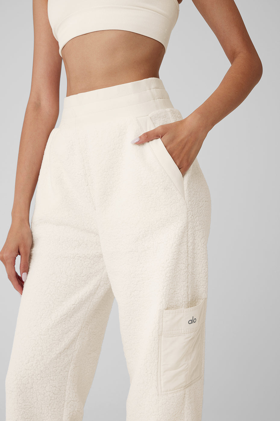 Micro Sherpa High-Waist Solstice Sweatpant - Ivory