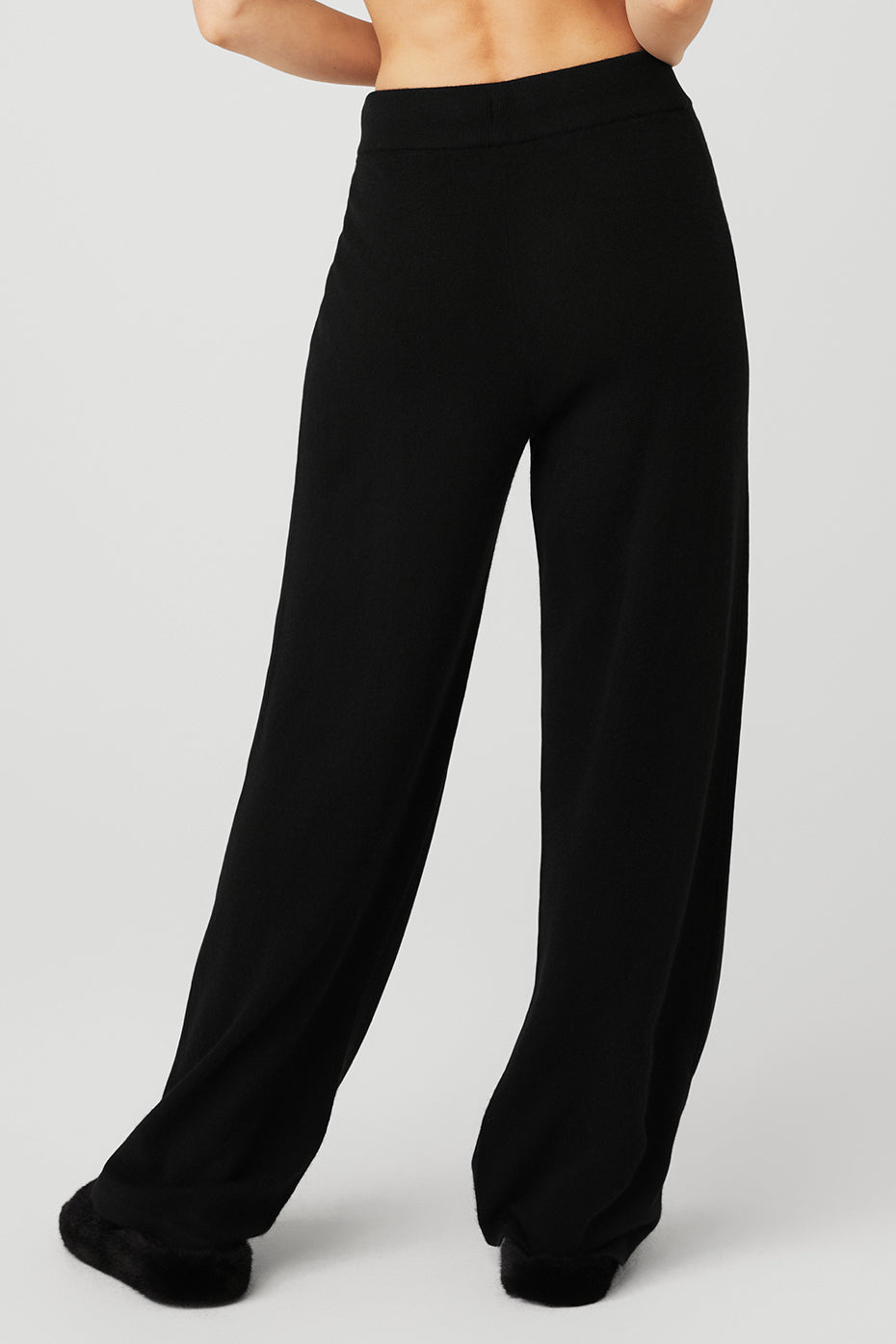 Cashmere High-Waist Jet Set Wide Leg Pant - Black