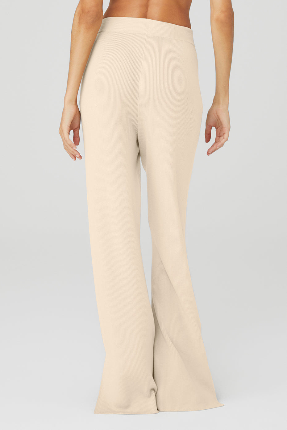 Knit High-Waist Salana Wide Leg Pant - Macadamia