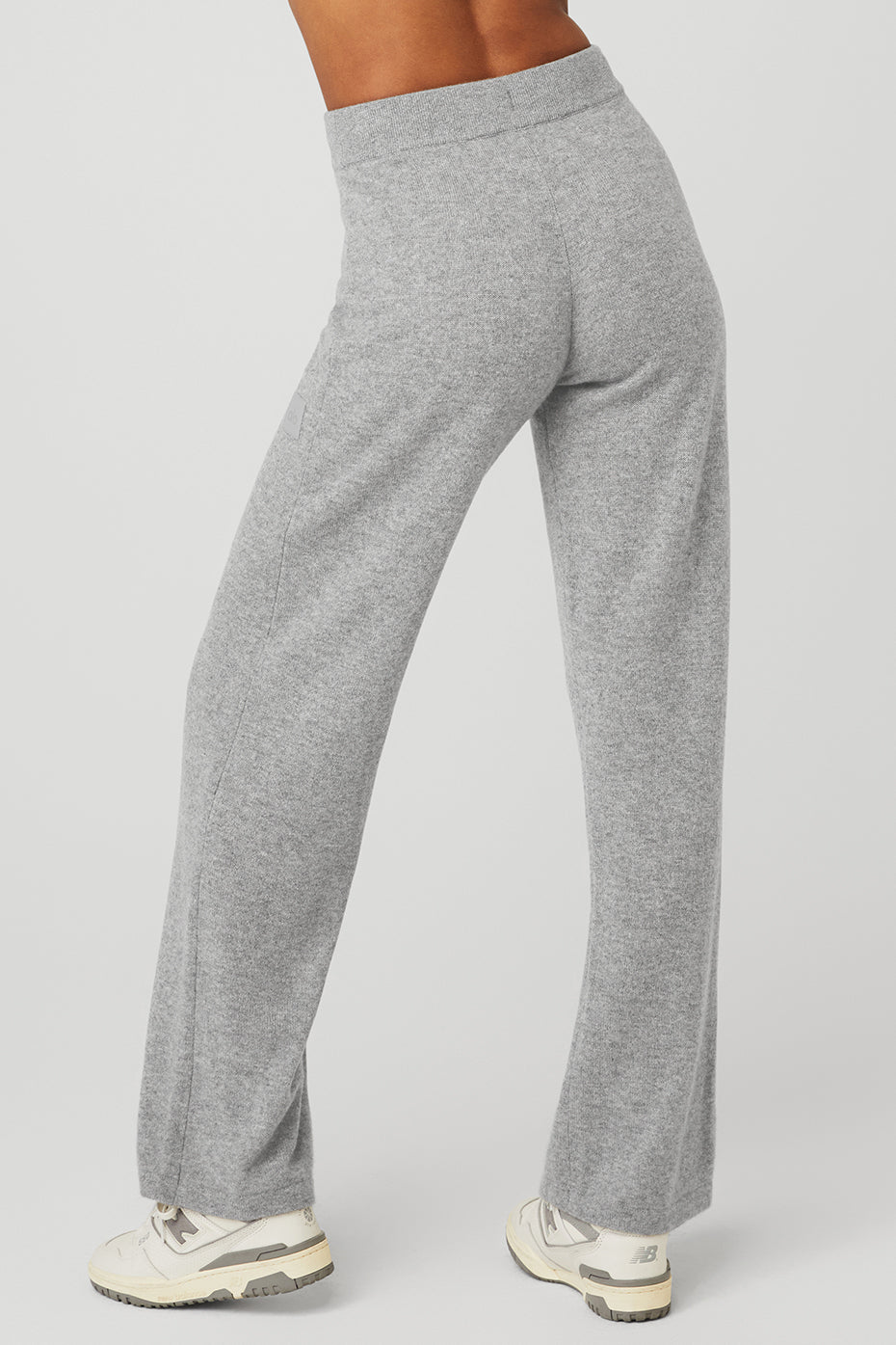 Cashmere High-Waist Jet Set Wide Leg Pant - Dove Grey Heather