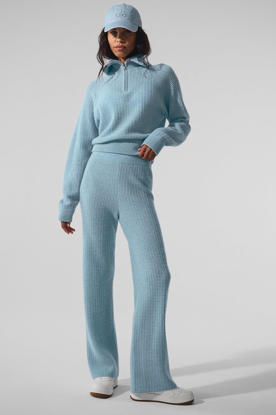 Cashmere High-Waist Plush Waffle Pant - Celestial Blue Heather