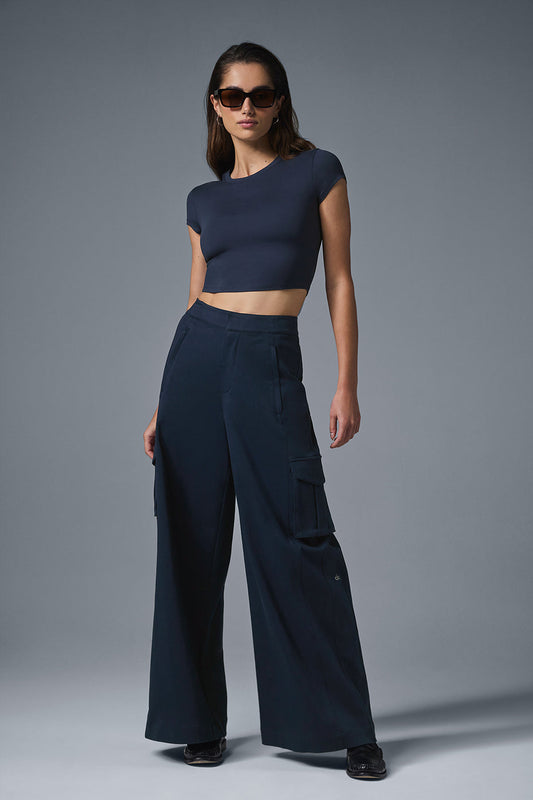 Show Off Cargo Wide Leg Trouser - Navy