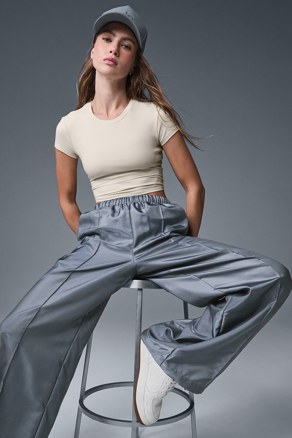 Afterglow Wide Leg Track Pant - Steel Grey