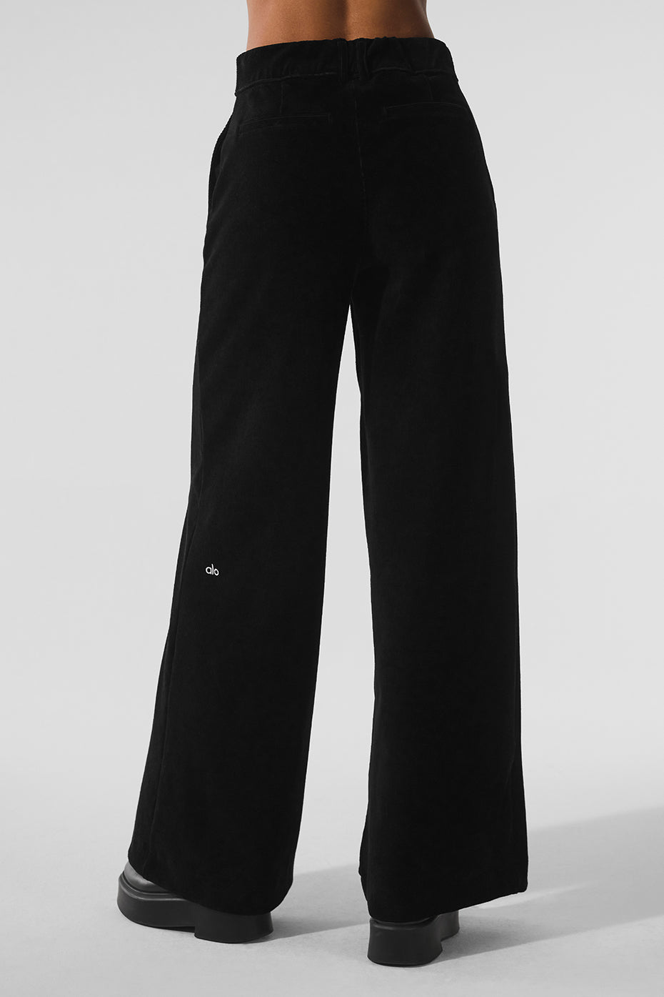 Micro Corduroy Mid-Rise Dreamer Wide Leg Trouser - Black