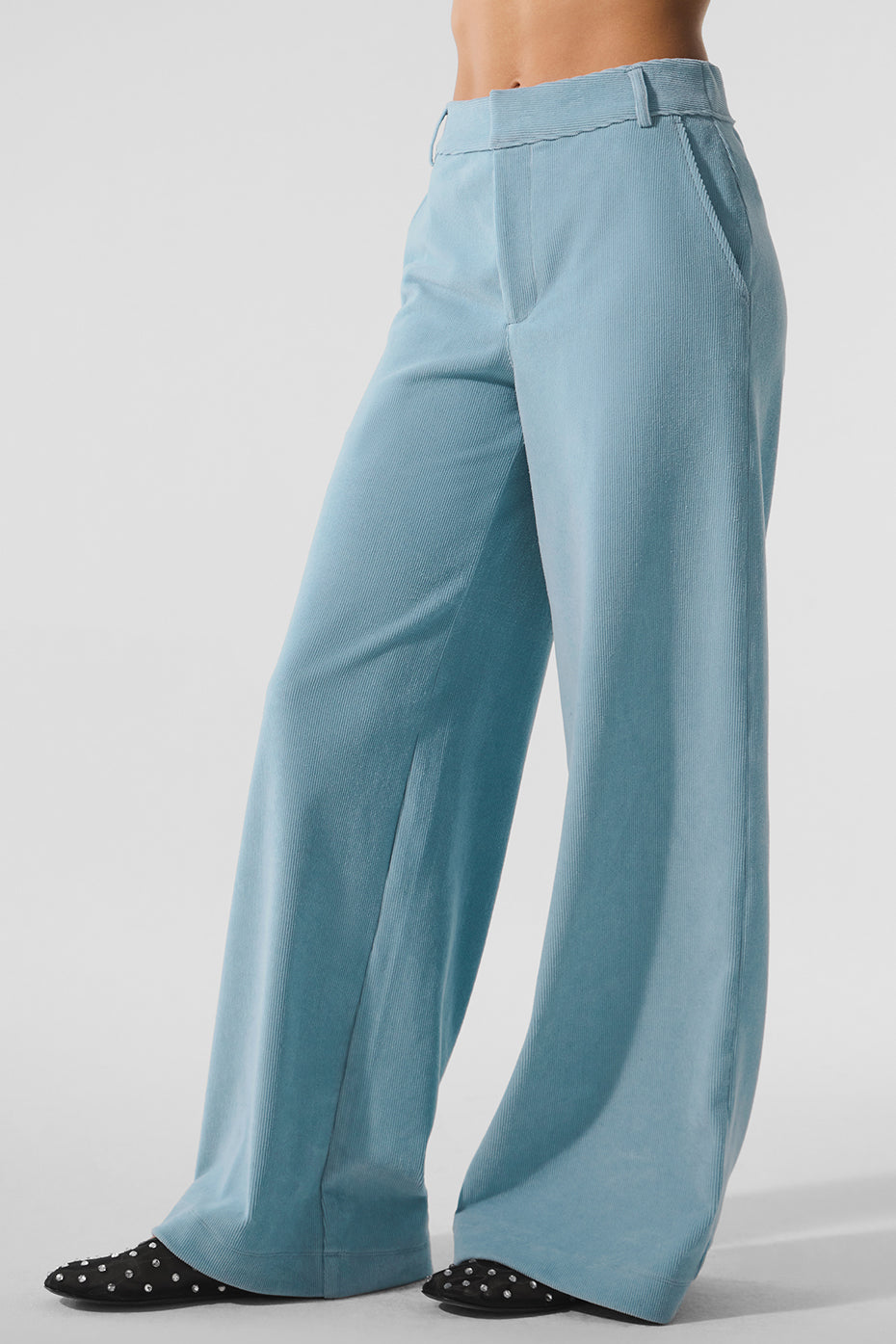 Micro Corduroy Mid-Rise Dreamer Wide Leg Trouser - Celestial Blue