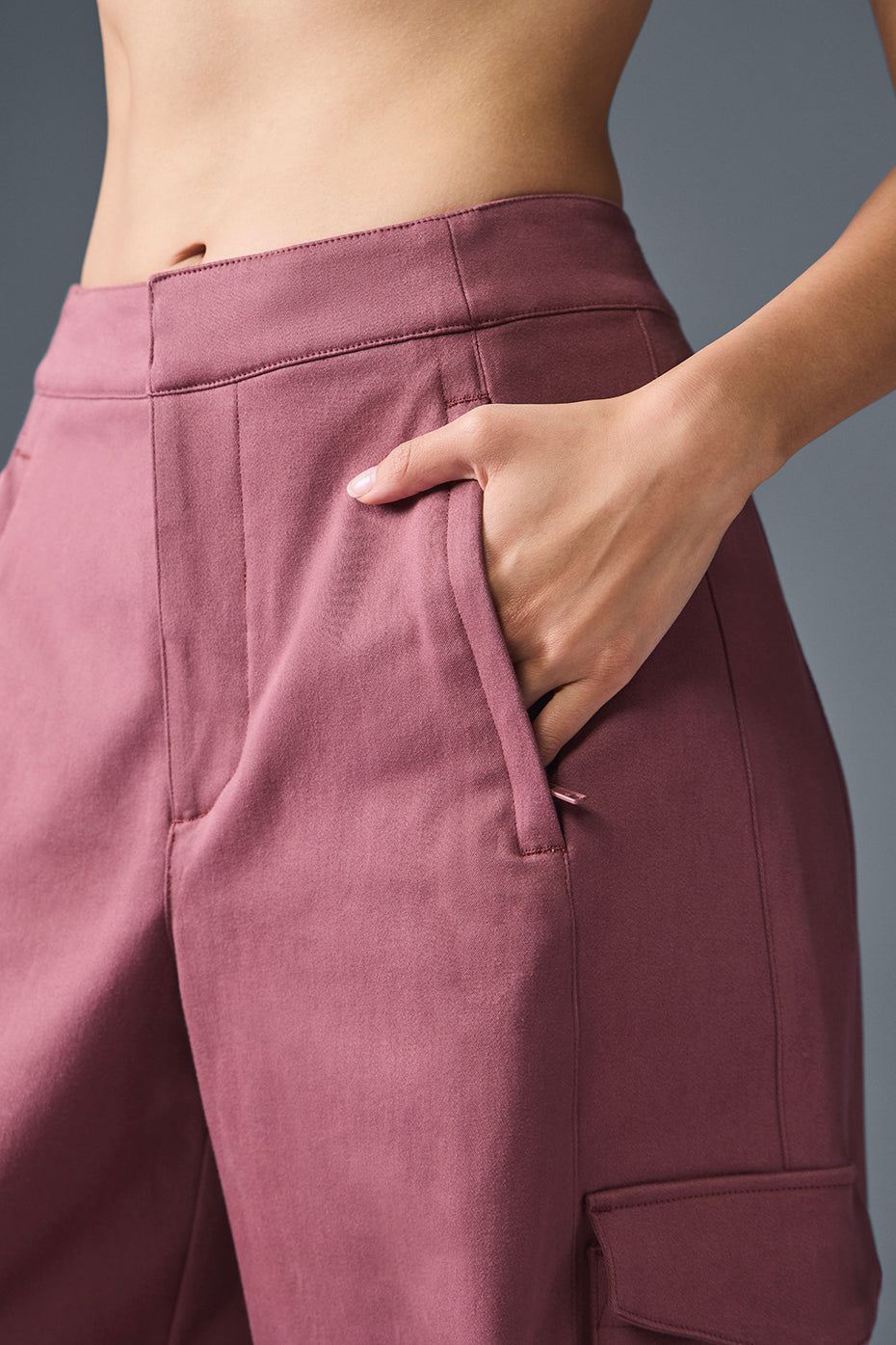 Show Off Cargo Wide Leg Trouser (Regular) - Burgundy Truffle