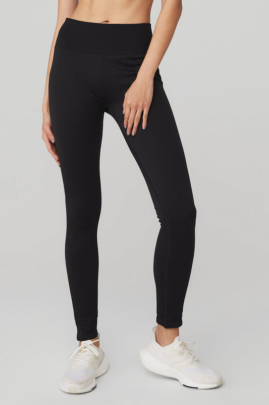 Seamless High-Waist Ribbed Legging - Black