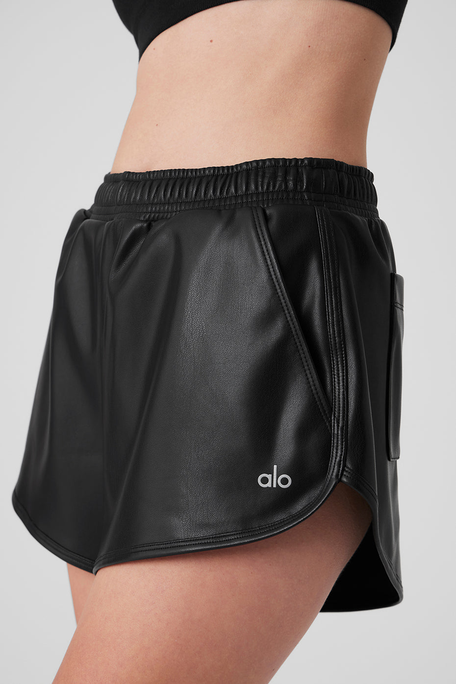 Faux Leather Power Hour Short - Black