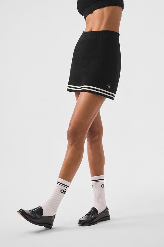 Tennis Club Sweater Knit Skirt - Black/Ivory