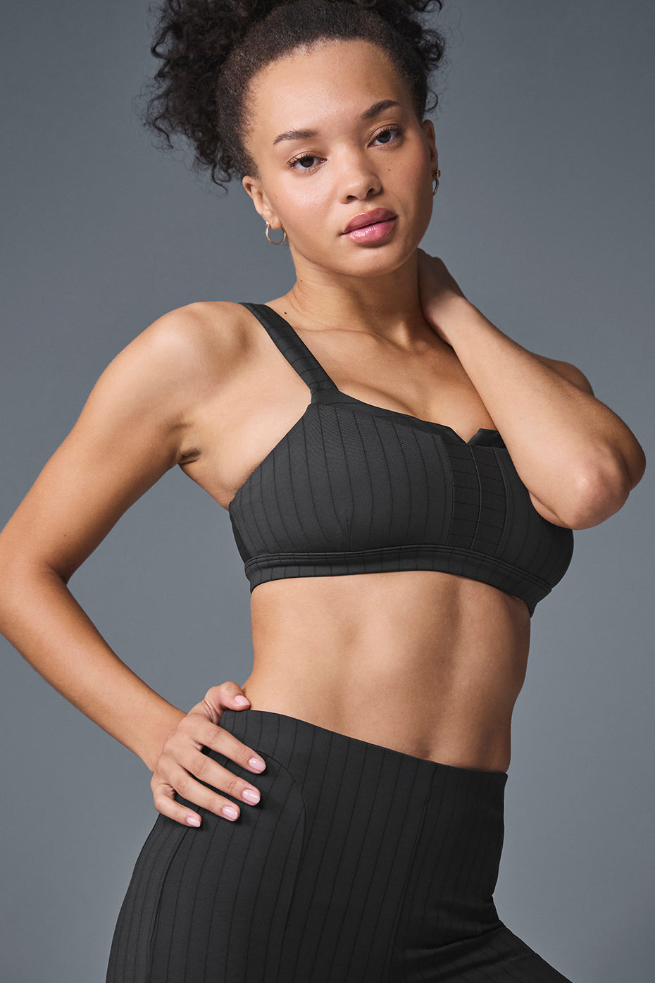 Pinstripe Jacquard Captivate Bra - Anthracite/Black